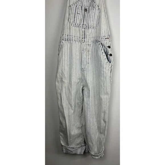 Faherty Topsail Bib Overall Railroad Stripe Blue White *Stained Distressed Small - Picture 4 of 16